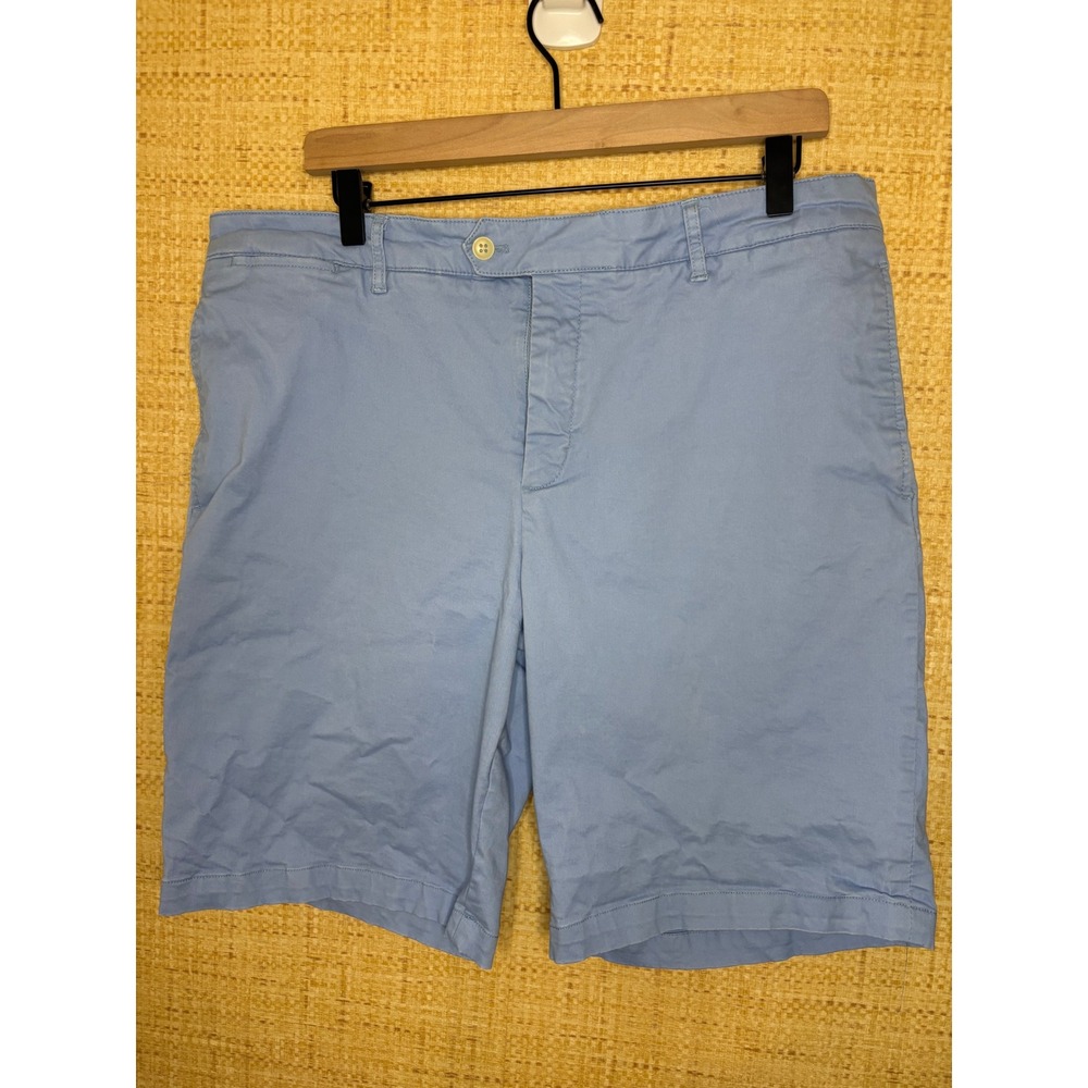 Southern Pines Mens Light Blue Chino Shorts Size 36W Cotton Stretch Flat Front